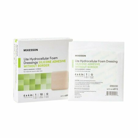 MCKESSON LITE Silicone Gel Adhesive without Border Thin Foam Dressing, 4 x 4 Inch, 200PK 4893